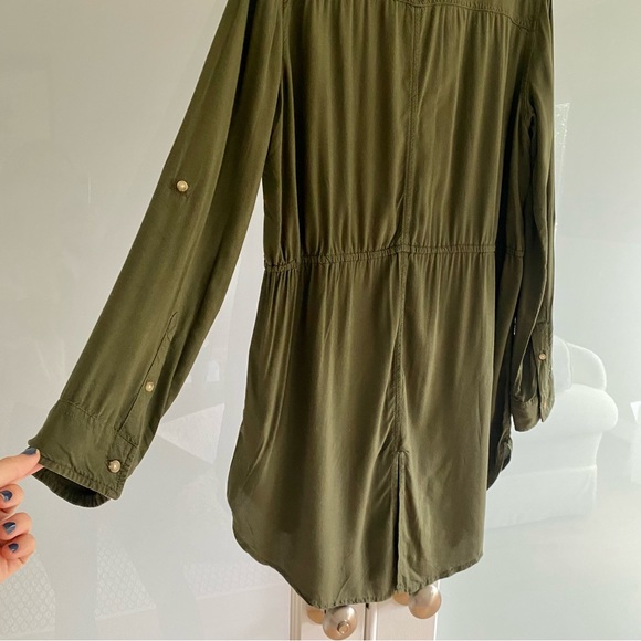 Abercrombie & Fitch - Long-Sleeve Utility Dress - Olive Green - Small - Picture 5 of 12